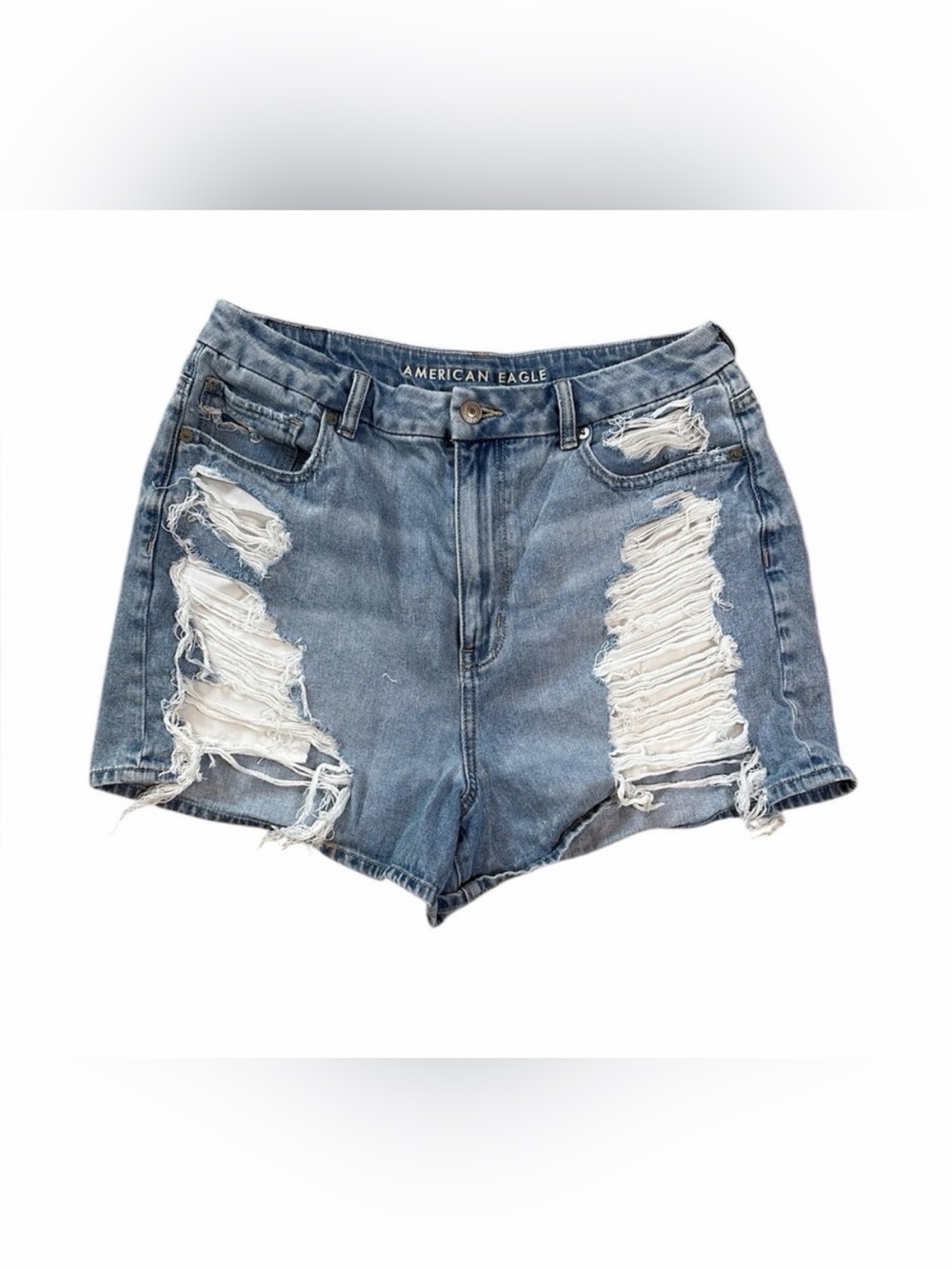 American Eagle Outfitters Distressed Light Blue Denim Shorts 12 Curvy